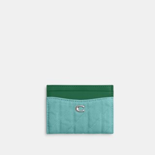 Coach Essential Card Case With Quilting - Green Coach Essential Card Case With Quilting - Green