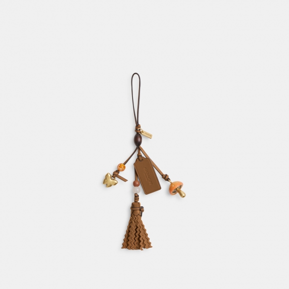 Coach Mushroom Heritage Leather Bag Charm - Brown