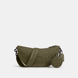 Coach Hall Soft Sling Bag In Signature Jacquard 30 - Green Coach Hall Soft Sling Bag In Signature Jacquard 30 - Green