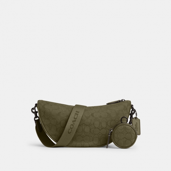 Coach Hall Soft Sling Bag In Signature Jacquard 30 - Green Coach Hall Soft Sling Bag In Signature Jacquard 30 - Green