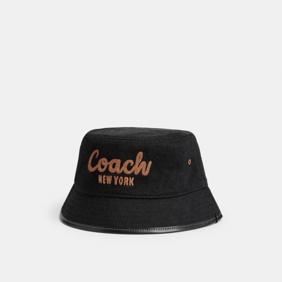 Coach Coach Embroidered Denim Bucket Hat - BLK Coach Coach Embroidered Denim Bucket Hat - BLK