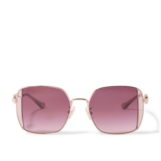 Coach Horse & Carriage Metal Oversized Square Sunglasses - Dark Pink Coach Horse & Carriage Metal Oversized Square Sunglasses - Dark Pink