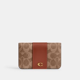 Coach Essential Slim Card Case In Signature Canvas - Light/Pastel Brown