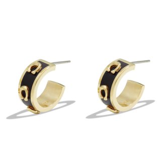Coach Pegged Signature Huggie Earrings - BLK Coach Pegged Signature Huggie Earrings - BLK