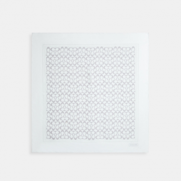 Coach Vintage Signature Print Silk Square Scarf - Open White Coach Vintage Signature Print Silk Square Scarf - Open White
