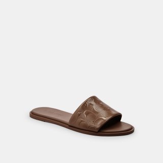 Coach Holly Sandal In Signature Leather - Brown Coach Holly Sandal In Signature Leather - Brown