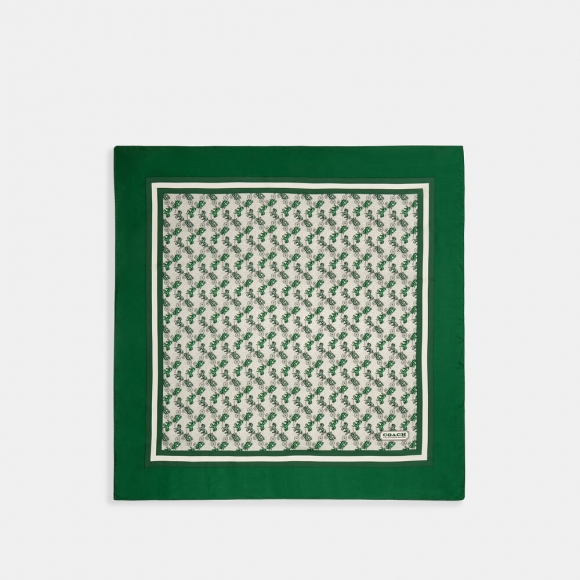 Coach Horse And Carriage Print Silk Square Scarf - Green