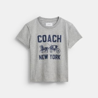 Coach Horse And Carriage T-shirt In Organic Cotton - GREY