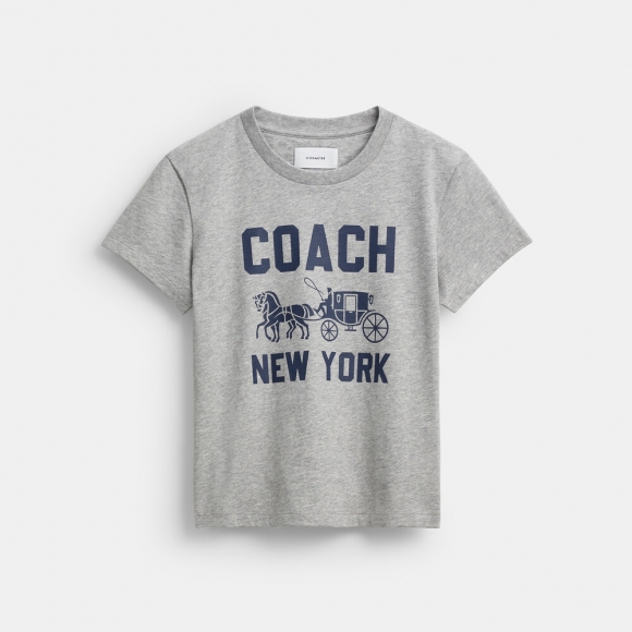 Coach Horse And Carriage T-shirt In Organic Cotton - GREY