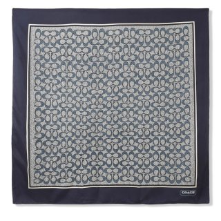 Coach Vintage Signature Print Silk Square Scarf - Navy Coach Vintage Signature Print Silk Square Scarf - Navy