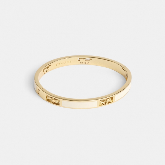 Coach Horse And Carriage Cut Out Enamel Bangle - WHITE