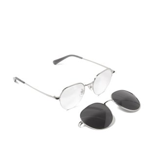 Coach Oval Clip-on Sunglasses In Metal - GREY Coach Oval Clip-on Sunglasses In Metal - GREY