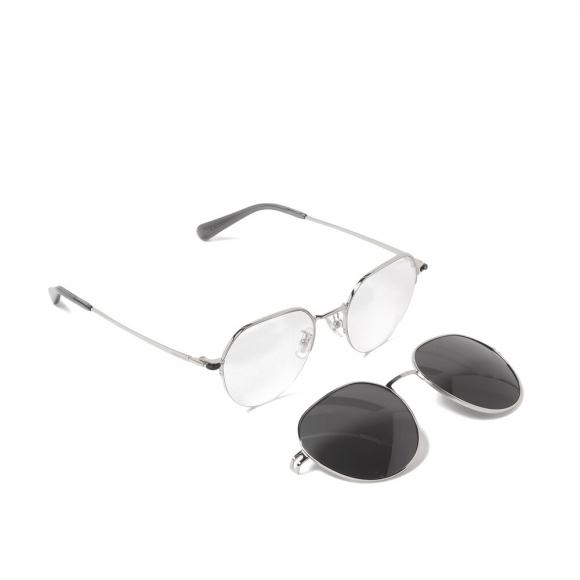Coach Oval Clip-on Sunglasses In Metal - GREY