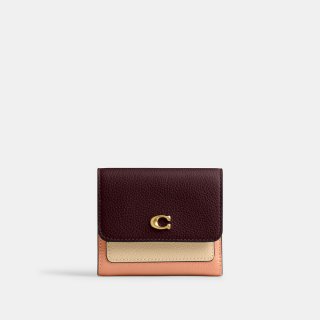 Coach Mila Small Flap Wallet In Colorblock - BURGUNDY Coach Mila Small Flap Wallet In Colorblock - BURGUNDY