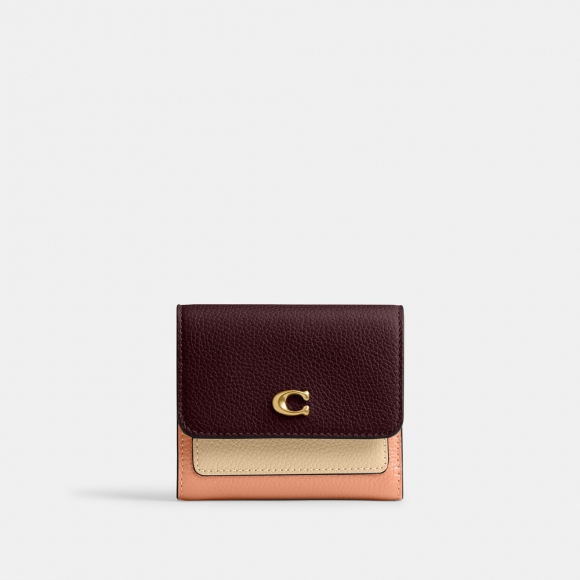 Coach Mila Small Flap Wallet In Colorblock - BURGUNDY Coach Mila Small Flap Wallet In Colorblock - BURGUNDY