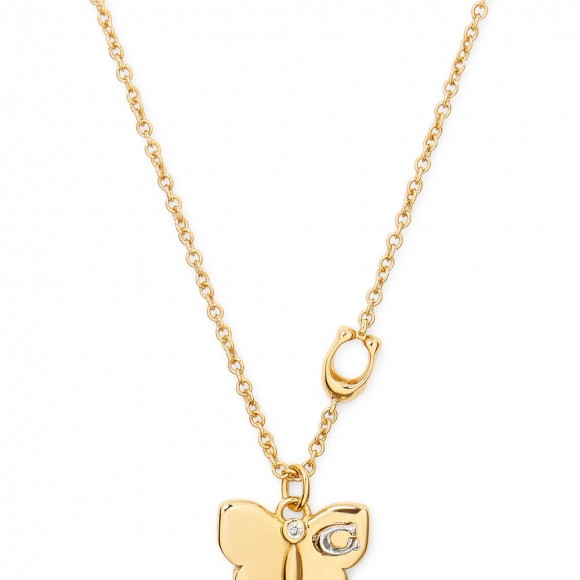 Coach Butterfly Pendant Necklace - Gold