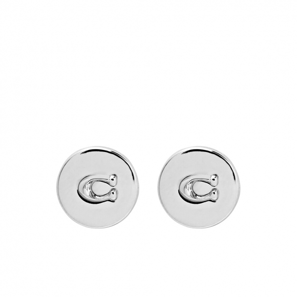 Coach Embossed Logo Studs - Silver Coach Embossed Logo Studs - Silver