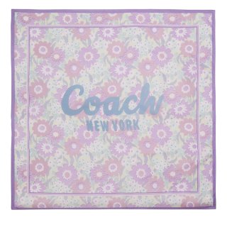 Coach Laurel Floral Square Scarf In Silk - Purple