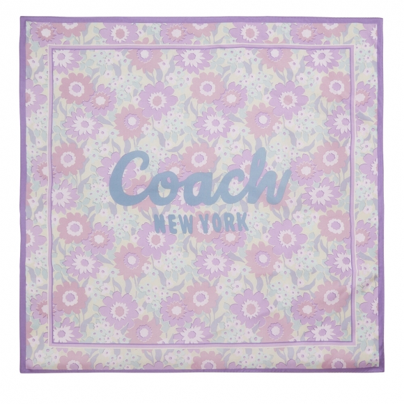 Coach Laurel Floral Square Scarf In Silk - Purple Coach Laurel Floral Square Scarf In Silk - Purple