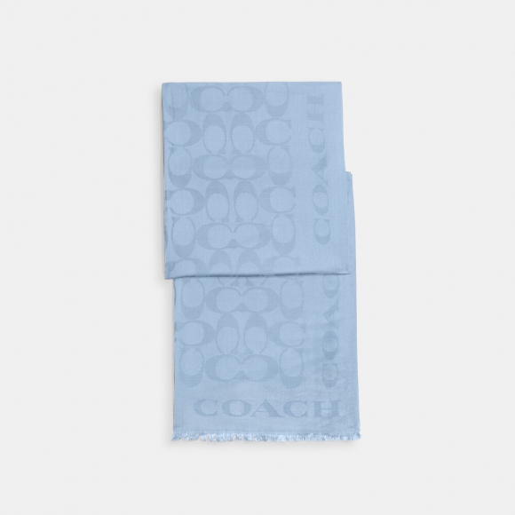 Coach Signature Stole - Open Blue