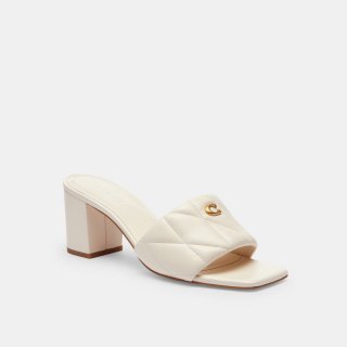 Coach Holly Block Heel Sandal With Quilting - WHITE Coach Holly Block Heel Sandal With Quilting - WHITE