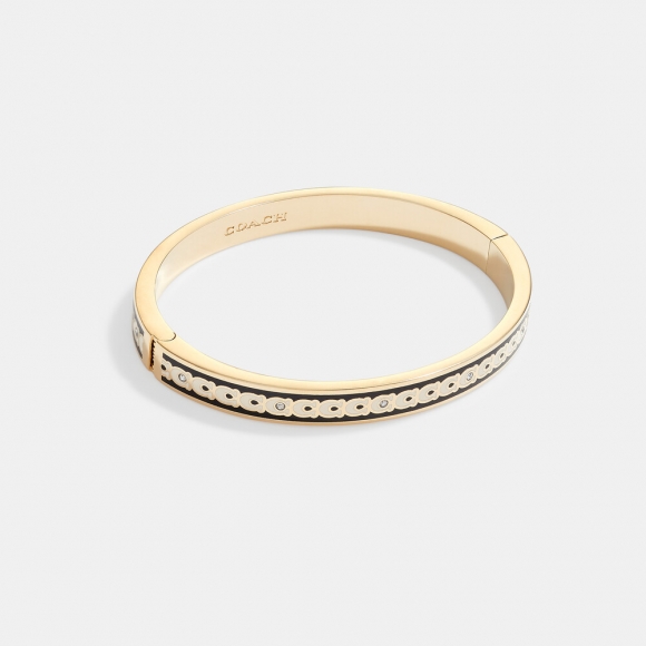 Coach 6mm Signature Enamel Bangle - BLK/WHITE