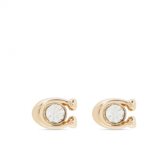 Coach Crystal Stud Earrings - Gold