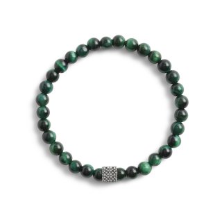 Coach Monogram Cube Tiger's Eye Beaded Bracelet In Sterling Silver - Green Coach Monogram Cube Tiger's Eye Beaded Bracelet In Sterling Silver - Green