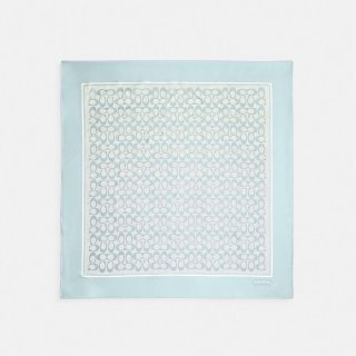 Coach Vintage Signature Print Silk Square Scarf - Light/Pastel Blue Coach Vintage Signature Print Silk Square Scarf - Light/Pastel Blue