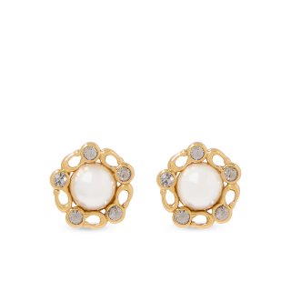 Coach Signature Heritage Pearl Stud Earrings, Brass & Glass Pearl, Glass Crystal - WHITE Coach Signature Heritage Pearl Stud Earrings, Brass & Glass Pearl, Glass Crystal - WHITE