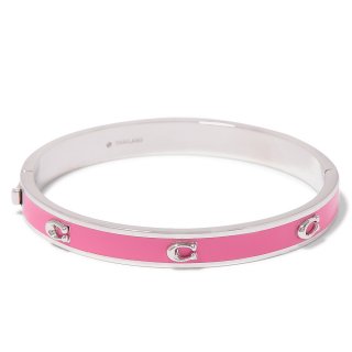 Coach Pegged C Enamel Hinged Bangle Bracelet - Pink