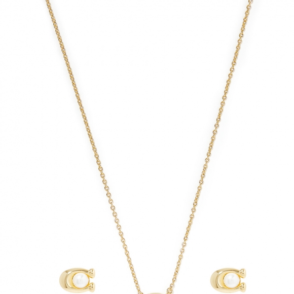 Coach C Pearl Necklace Set - Gold Coach C Pearl Necklace Set - Gold
