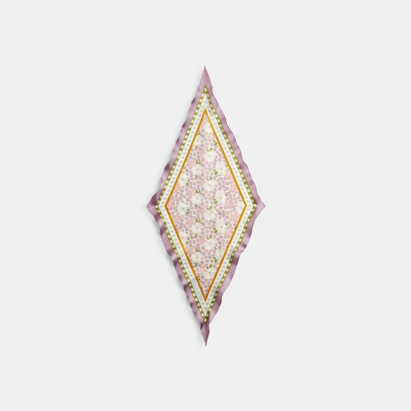 Coach Vintage Floral Print Silk Diamond Scarf - Light/Pastel Purple