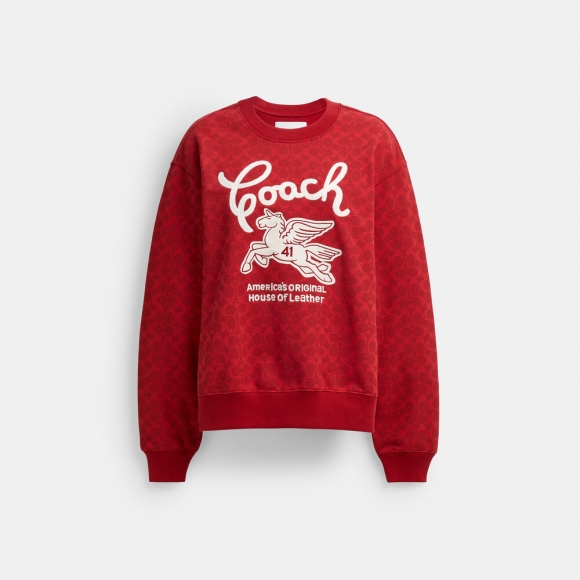 Coach Signature Pegasus Sweatshirt - Red Coach Signature Pegasus Sweatshirt - Red