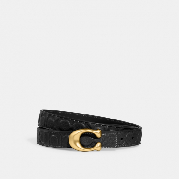 Coach Sculpted Signature Buckle Cut-to-size Reversible Belt, 25mm - Black Coach Sculpted Signature Buckle Cut-to-size Reversible Belt, 25mm - Black