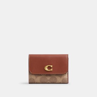 Coach Essential Card Holder Wallet In Signature Canvas - Light/Pastel Brown Coach Essential Card Holder Wallet In Signature Canvas - Light/Pastel Brown
