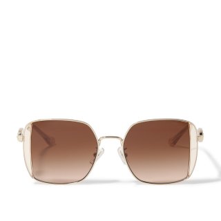 Coach Horse & Carriage Metal Oversized Square Sunglasses - Brown Coach Horse & Carriage Metal Oversized Square Sunglasses - Brown