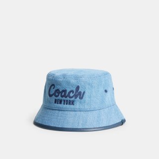 Coach Coach Embroidered Denim Bucket Hat - Blue Coach Coach Embroidered Denim Bucket Hat - Blue