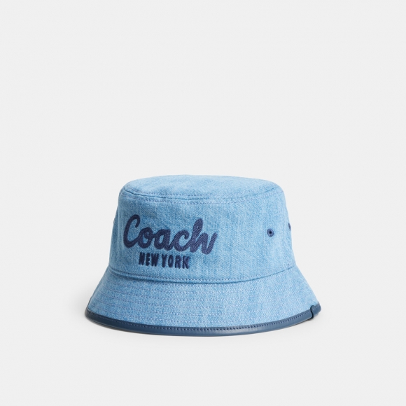 Coach Coach Embroidered Denim Bucket Hat - Blue Coach Coach Embroidered Denim Bucket Hat - Blue