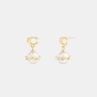 Coach Signature Pearl Drop Earrings - WHITE Coach Signature Pearl Drop Earrings - WHITE