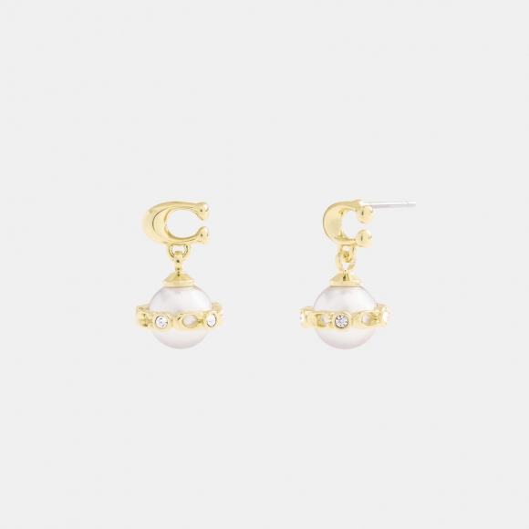 Coach Signature Pearl Drop Earrings - WHITE Coach Signature Pearl Drop Earrings - WHITE