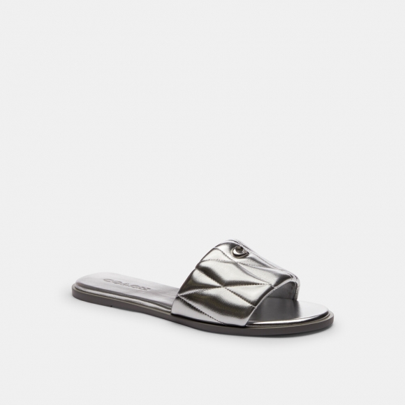 Coach Holly Sandal With Quilting - Silver Coach Holly Sandal With Quilting - Silver