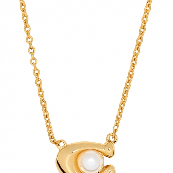 Coach Signature Pendant Pearl Necklace - Gold Coach Signature Pendant Pearl Necklace - Gold