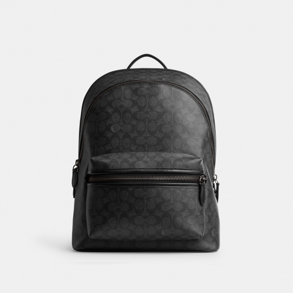 Coach Charter Backpack In Signature Canvas 30 - GREY Coach Charter Backpack In Signature Canvas 30 - GREY