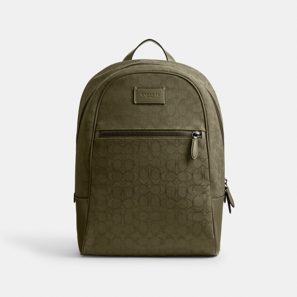 Coach Theo Backpack In Signature Jacquard 27 - Green Coach Theo Backpack In Signature Jacquard 27 - Green