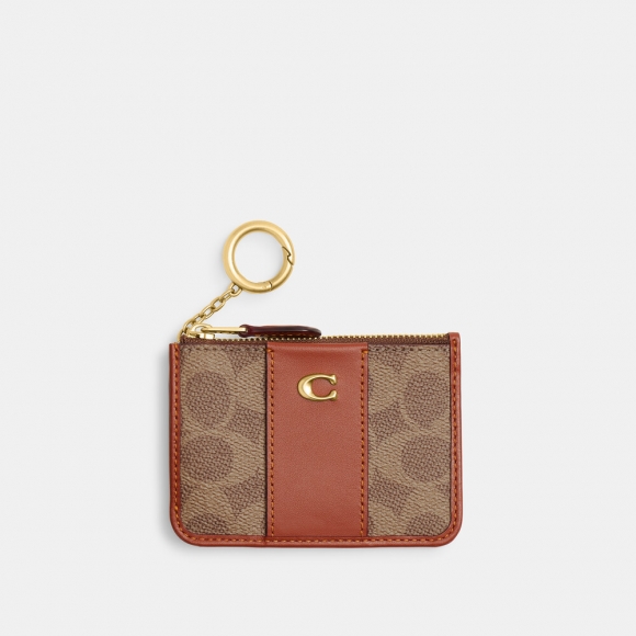 Coach Essential Mini Id Card Case In Signature Canvas - Light/Pastel Brown Coach Essential Mini Id Card Case In Signature Canvas - Light/Pastel Brown