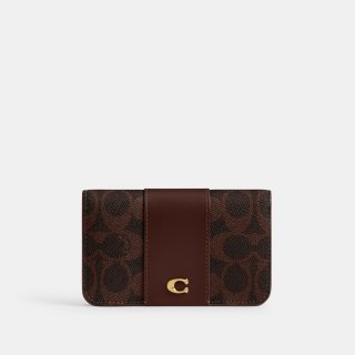 Coach Essential Slim Card Case In Signature Canvas - DARK BROWN