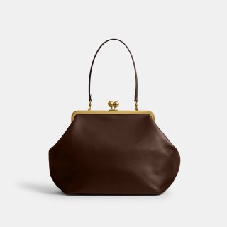 Coach Large Kisslock Frame Bag - DARK BROWN Coach Large Kisslock Frame Bag - DARK BROWN