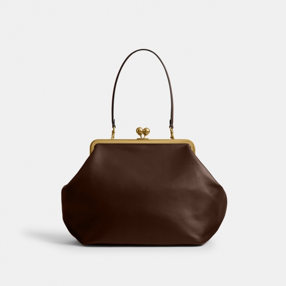Coach Large Kisslock Frame Bag - DARK BROWN
