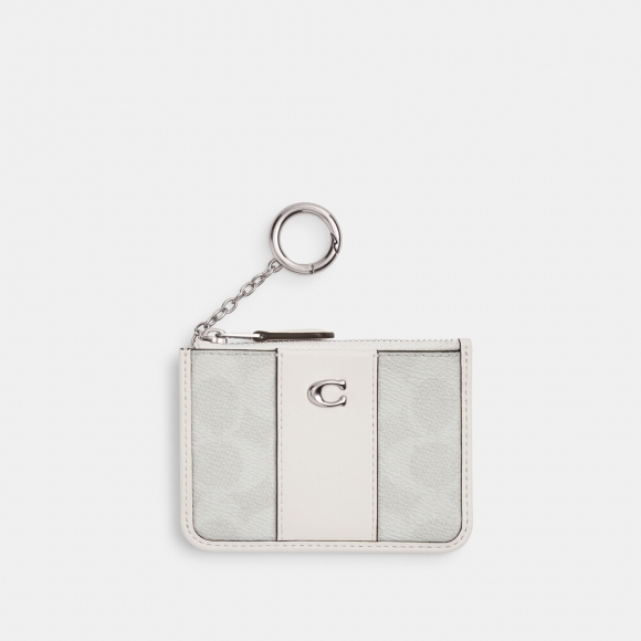Coach Essential Mini Id Card Case In Signature Canvas - WHITE Coach Essential Mini Id Card Case In Signature Canvas - WHITE